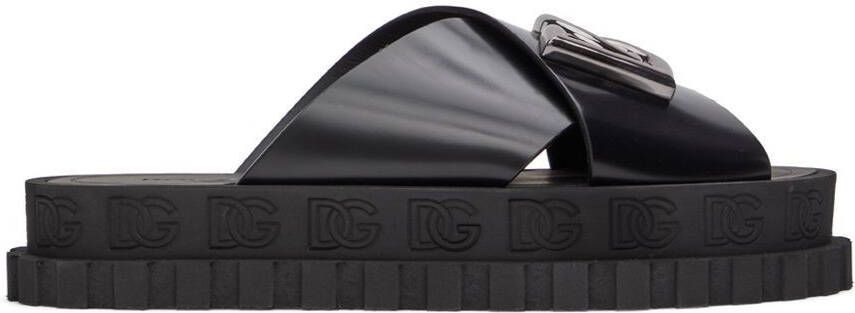 Dolce & Gabbana Black Logo Sandals