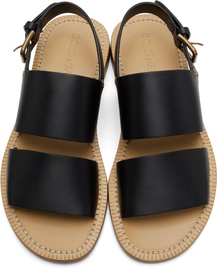 Dolce & Gabbana Black Pantheon Sandals