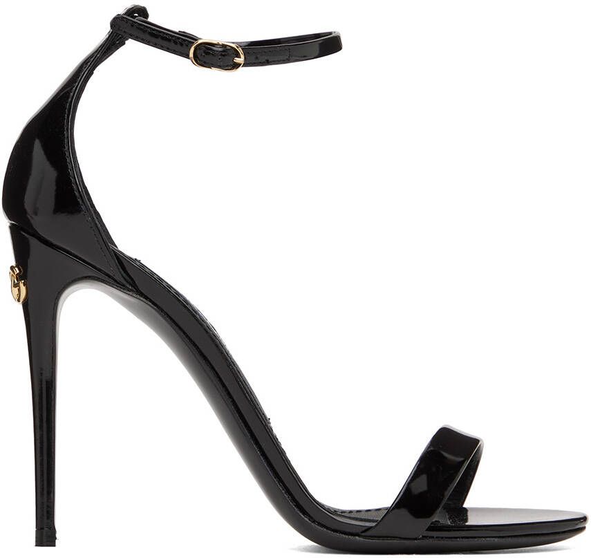 Dolce & Gabbana Black Polished Heeled Sandals - Picture 5