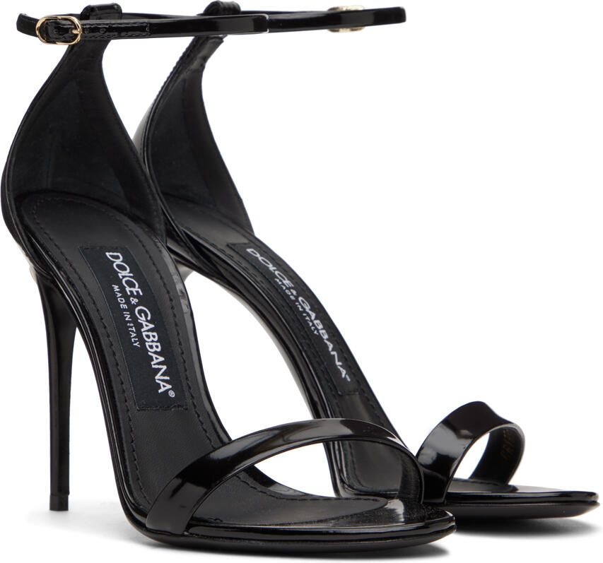 Dolce & Gabbana Black Polished Heeled Sandals - Picture 2