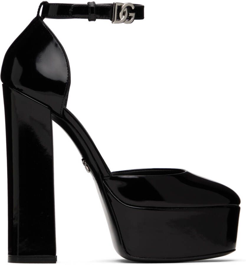 Dolce & Gabbana Black Polished Platform Heels - Picture 4