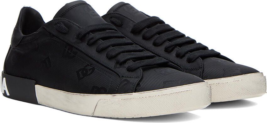 Dolce & Gabbana Black Portofino Vintage Sneakers - Picture 2