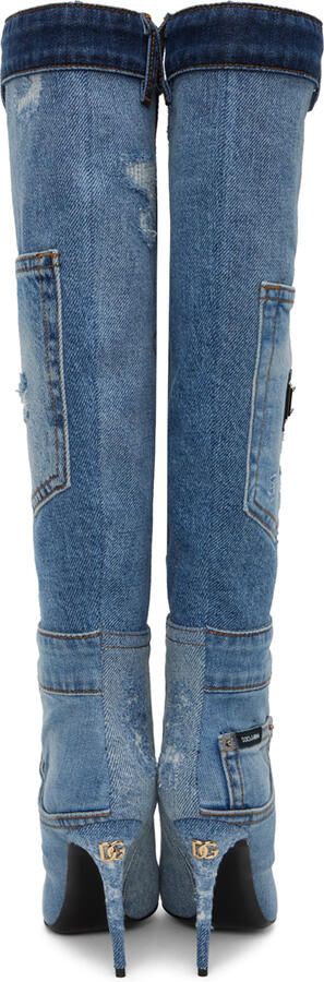Dolce & Gabbana Blue Patchwork Boots - Picture 3