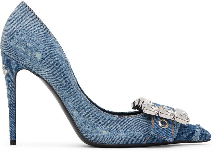 Dolce & Gabbana Blue Patchwork Denim Heels - Picture 2