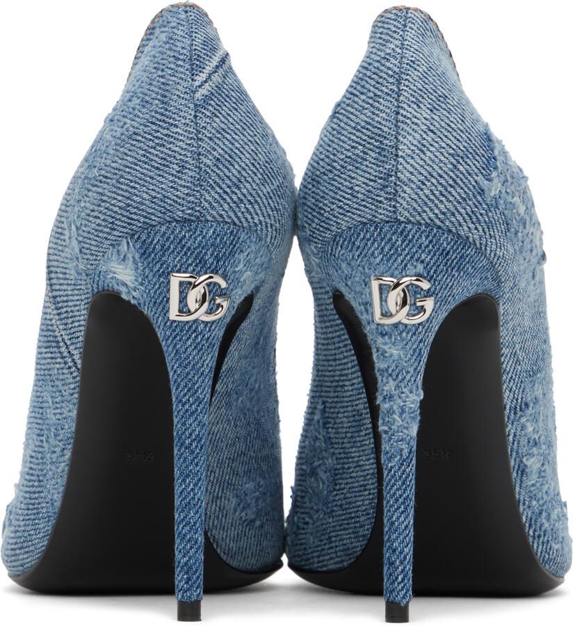 Dolce & Gabbana Blue Patchwork Denim Heels - Picture 5
