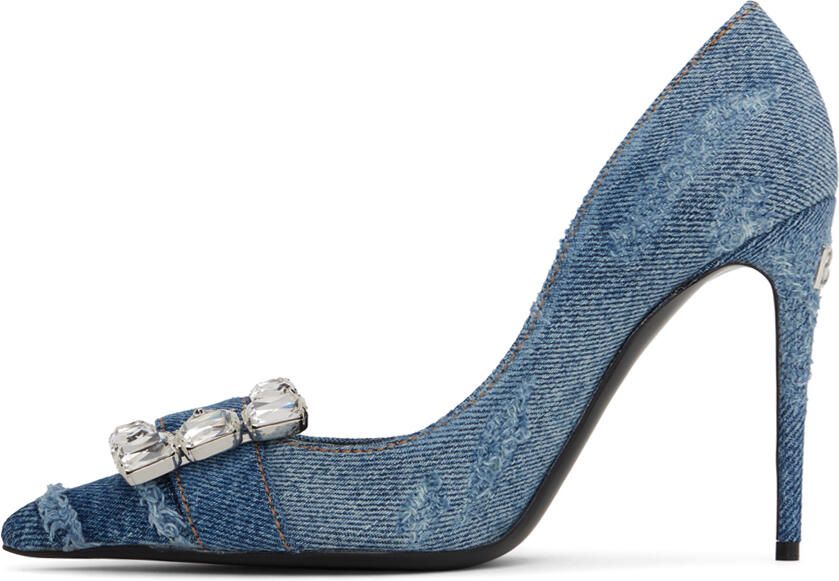 Dolce & Gabbana Blue Patchwork Denim Heels - Picture 3