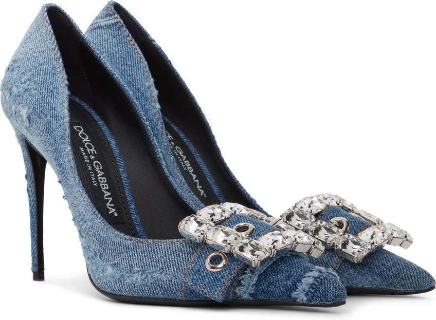 Dolce & Gabbana Blue Patchwork Denim Heels