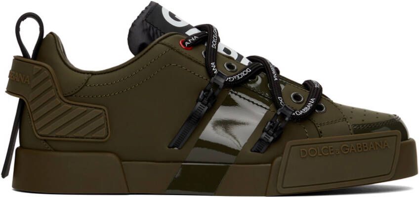 Dolce & Gabbana Khaki Portofino Low-Top Sneakers - Picture 5