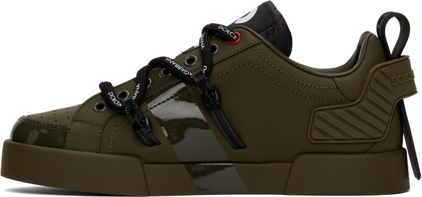 Dolce & Gabbana Khaki Portofino Low-Top Sneakers - Picture 3