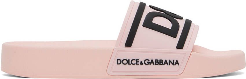 Dolce & Gabbana Pink Beachwear Slides - Picture 5