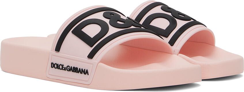 Dolce & Gabbana Pink Beachwear Slides - Picture 2