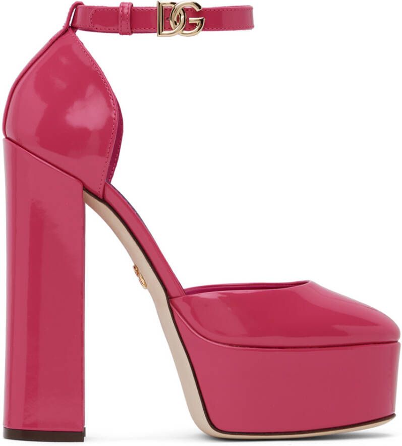 Dolce & Gabbana Pink Polished Platform Heels - Picture 2