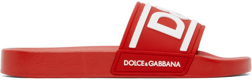 Dolce & Gabbana Red Gomma Slides - Picture 4