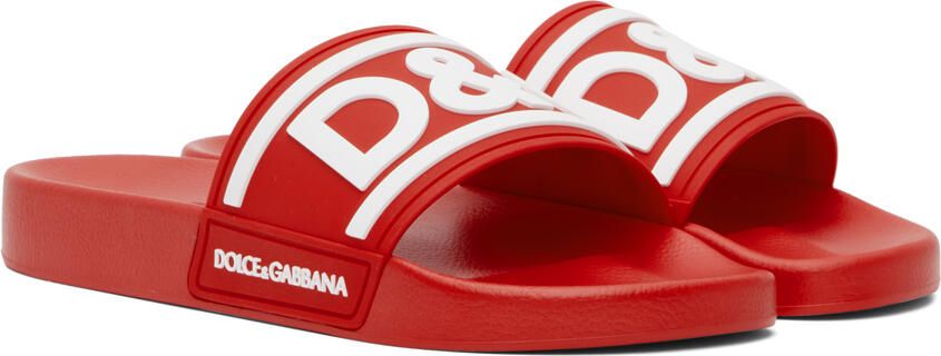 Dolce & Gabbana Red Gomma Slides - Picture 2