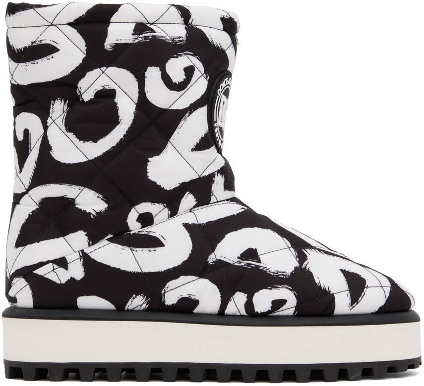 Dolce & Gabbana White & Black Graffiti Boots