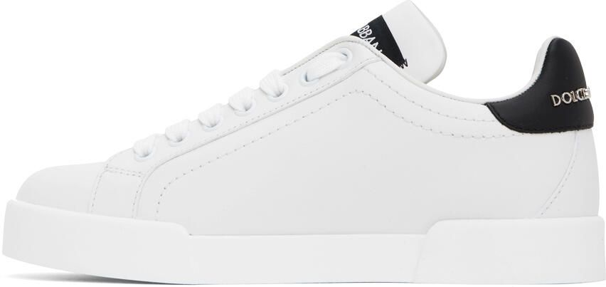 Dolce & Gabbana White & Black Portofino Low Sneakers - Picture 3
