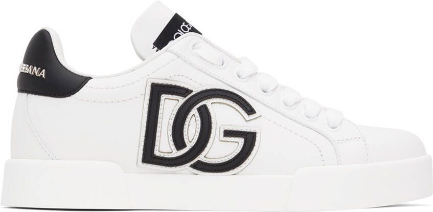 Dolce & Gabbana White & Black Portofino Sneakers - Picture 2