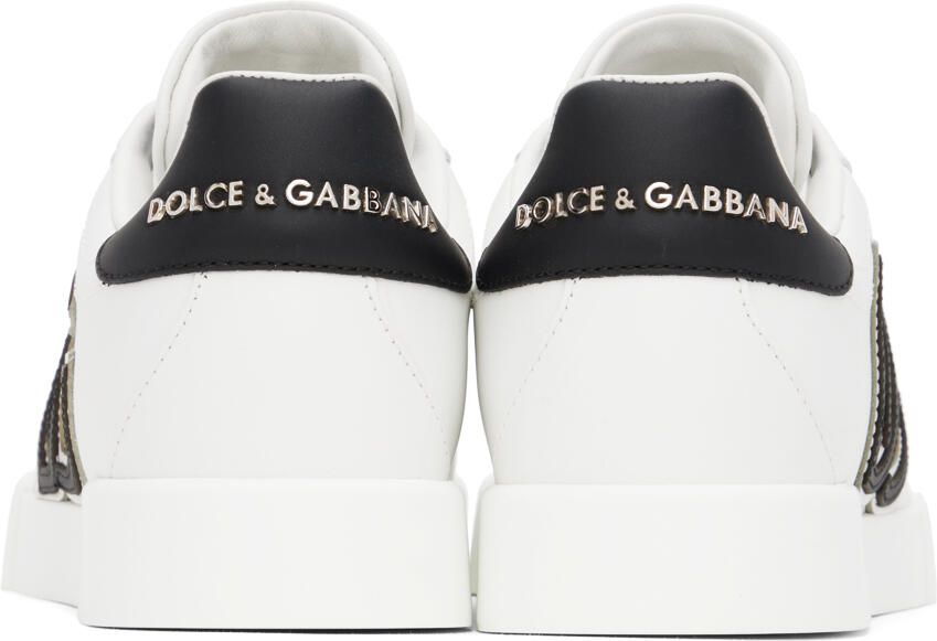 Dolce & Gabbana White & Black Portofino Sneakers - Picture 5