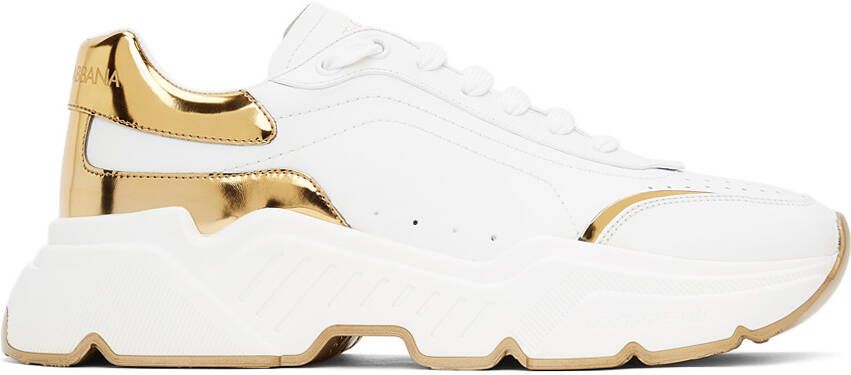 Dolce & Gabbana White & Gold Daymaster Low Sneakers - Picture 5