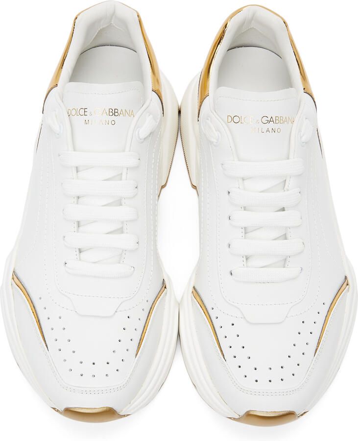 Dolce & Gabbana White & Gold Daymaster Low Sneakers