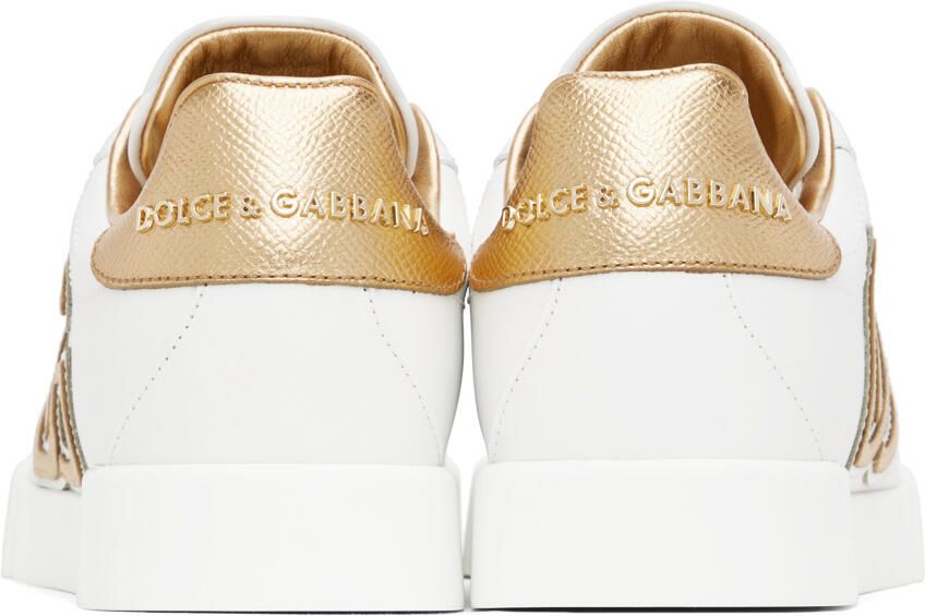 Dolce & Gabbana White & Gold Portofino Sneakers