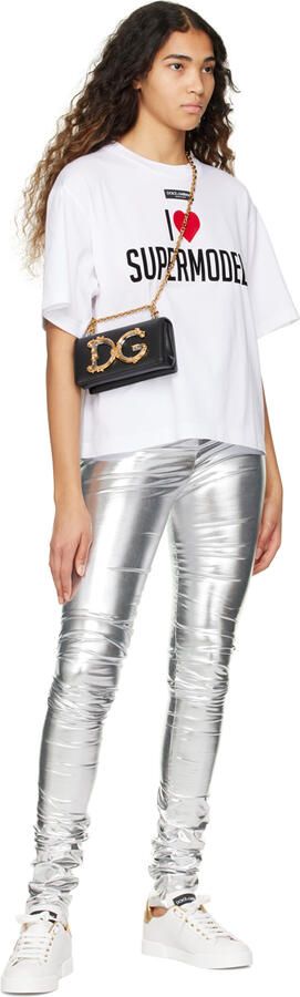 Dolce & Gabbana White & Gold Portofino Sneakers - Picture 4