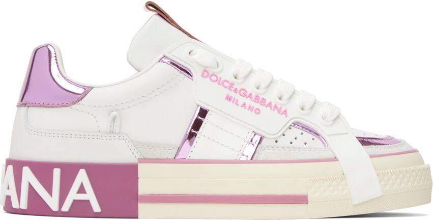 Dolce & Gabbana White & Pink 2.Zero Sneakers - Picture 5