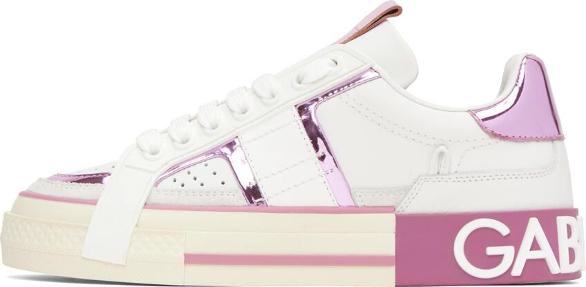 Dolce & Gabbana White & Pink 2.Zero Sneakers - Picture 3