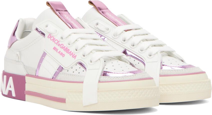 Dolce & Gabbana White & Pink 2.Zero Sneakers - Picture 2
