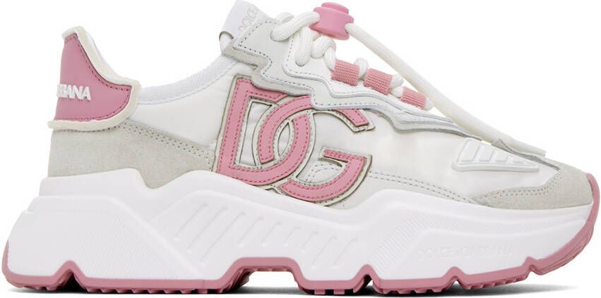 Dolce & Gabbana White & Pink Daymaster Sneakers - Picture 4