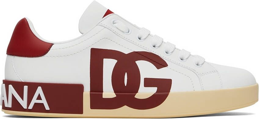 Dolce & Gabbana White & Red Portofino Low-Top Sneakers - Picture 5