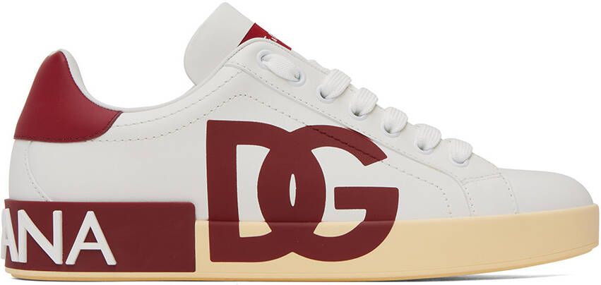 Dolce & Gabbana White & Red Portofino Sneakers