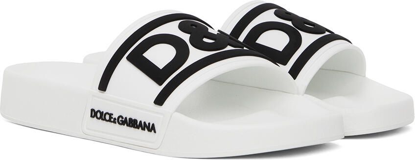 Dolce & Gabbana White Bonded Slides - Picture 2