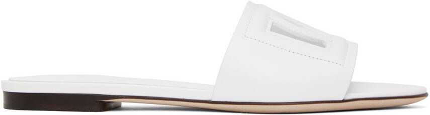 Dolce & Gabbana White 'DG' Cutout Slides - Picture 4