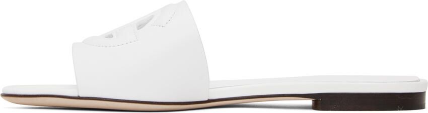 Dolce & Gabbana White 'DG' Cutout Slides - Picture 3