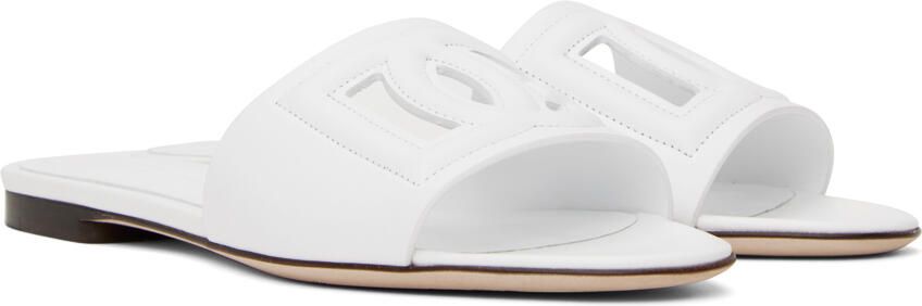 Dolce & Gabbana White 'DG' Cutout Slides - Picture 2