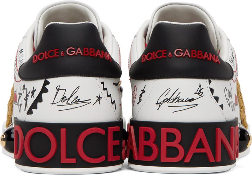 Dolce & Gabbana White Portofino Embroidery & Studs Sneakers