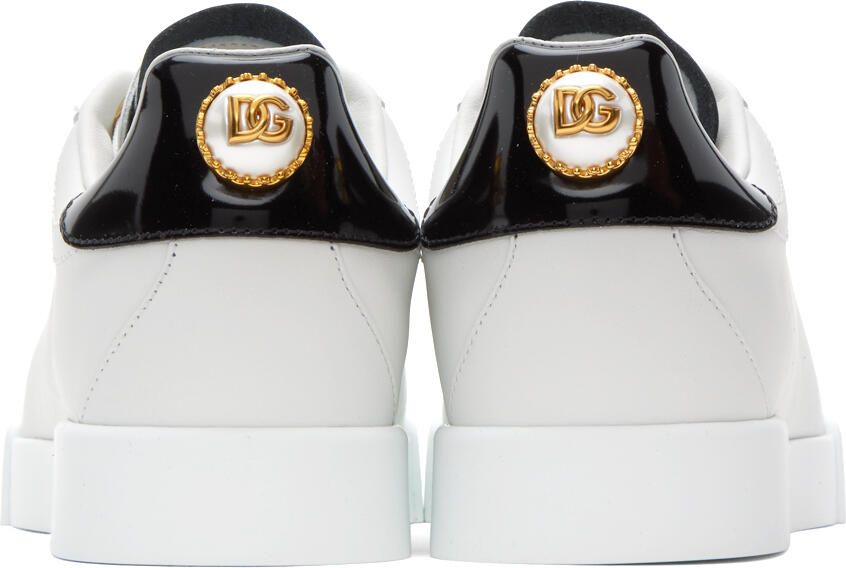 Dolce & Gabbana White & Gold Portofino Sneakers