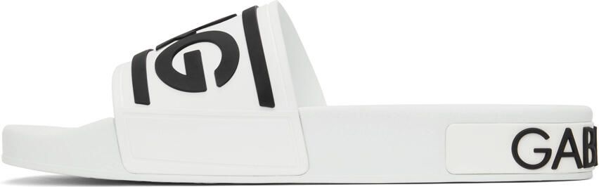 Dolce & Gabbana White Rubber Slides - Picture 4