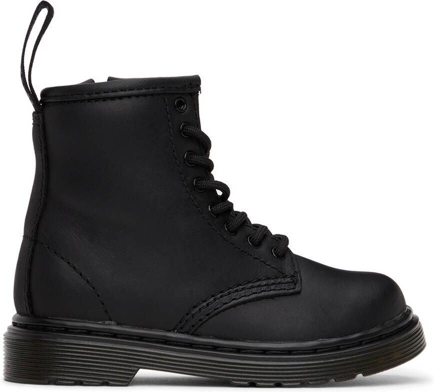 Dr. Martens Baby Black Faux-Fur 1460 Big Kids Boots - Picture 4