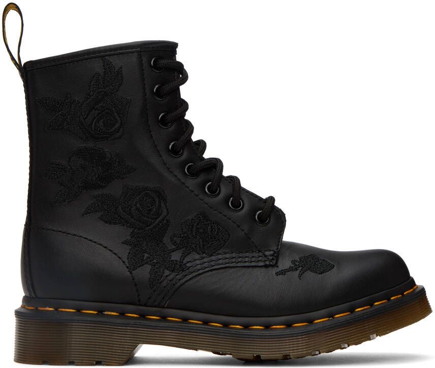 Dr. Martens Black 1460 Vonda Mono Floral Boots - Picture 4