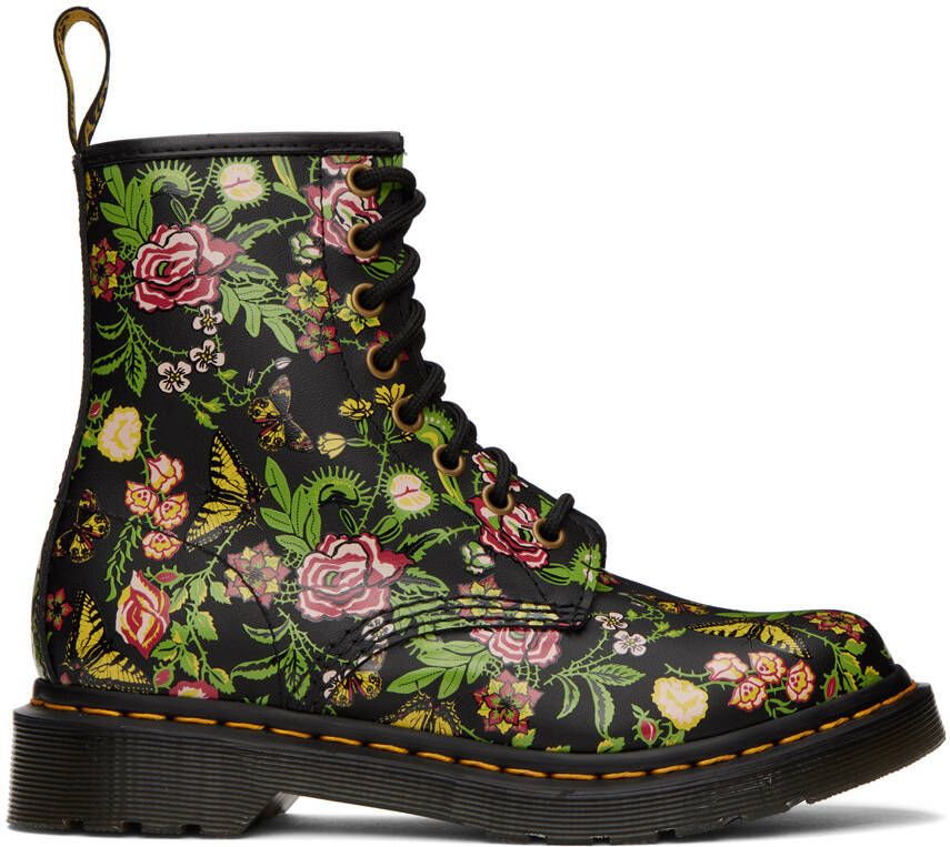 Dr. Martens Black Floral Bloom 1460 Boots - Picture 5