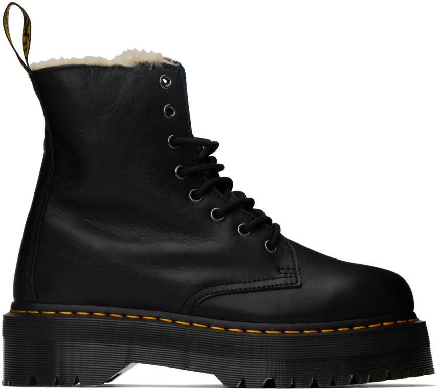 Dr. Martens Black Faux-Fur Lined Platform Jadon Boots - Picture 7