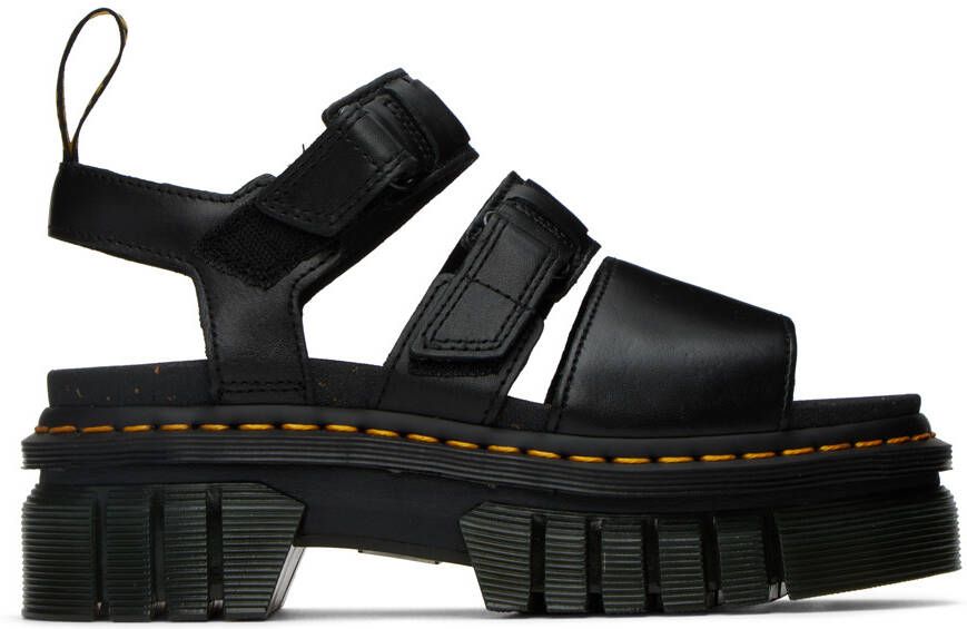 Dr. Martens Black Ricki 3-Strap Flat Sandals