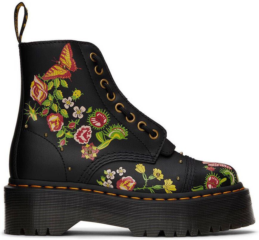 Dr. Martens Black Sinclair Floral Bloom Boots - Picture 5