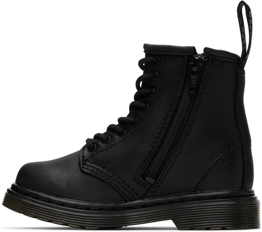 Dr. Martens Baby Black Faux-Fur 1460 Big Kids Boots - Picture 2