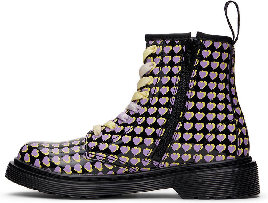 Dr. Martens Baby Black 1460 Heart Printed Boots - Picture 2