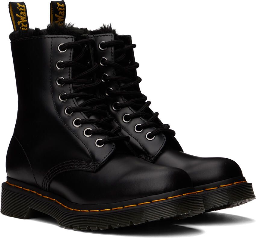 Dr. Martens Black 1460 Serena Faux-Fur Lined Boots