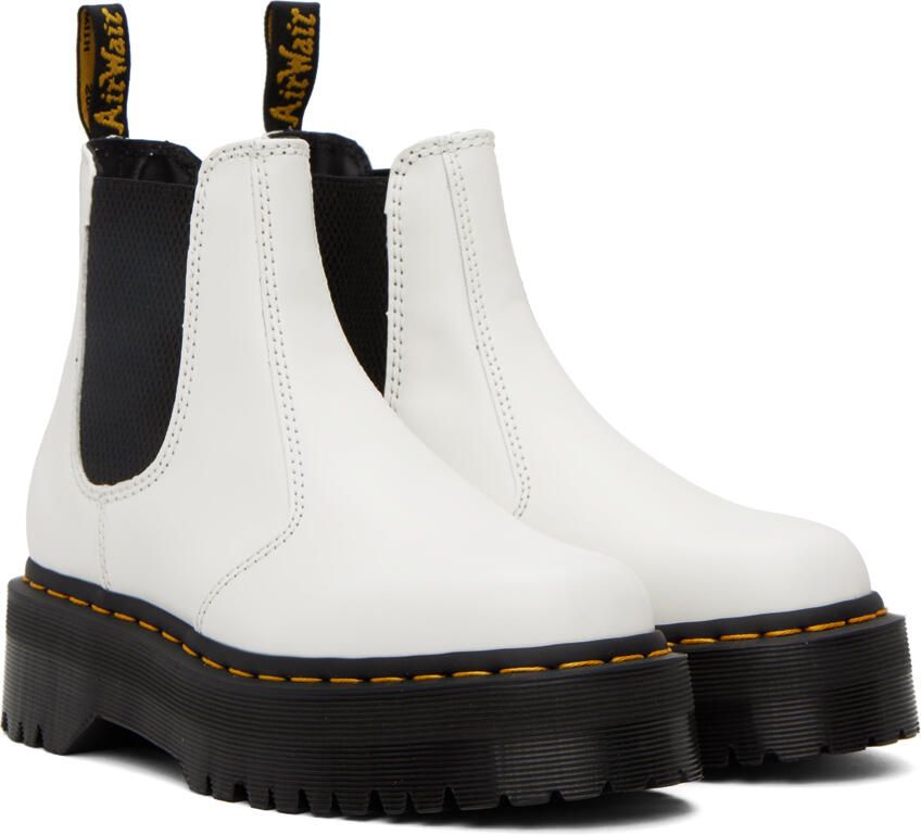 Dr. Martens White 2976 Smooth Platform Chelsea Boots - Picture 2