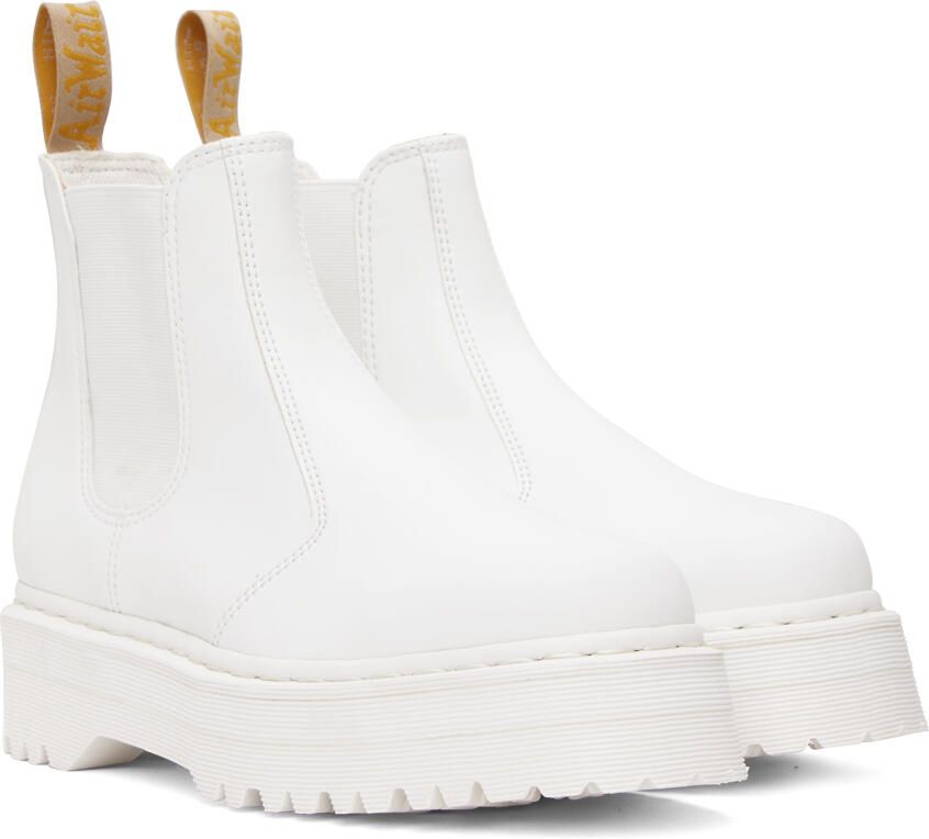 Dr. Martens White 2976 Quad Mono Chelsea Boots